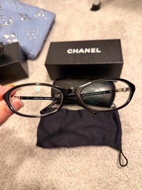 CHANEL Black Oval Women's Optical Glasses